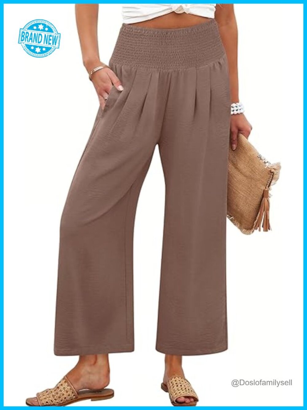 Wide Leg High Waisted Palazzo Pants with Pockets